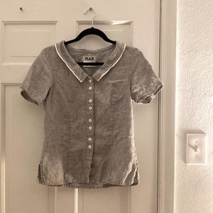 FLAX Grey Tailored Linen Shirt